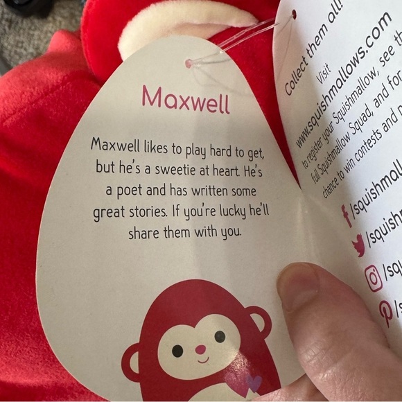 Squishmallows collector's monkey maxwell red plush - Picture 3 of 4